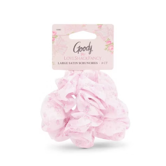 LOVESHACKFANCY Goody Large Pink Satin Scrunchies 3ct